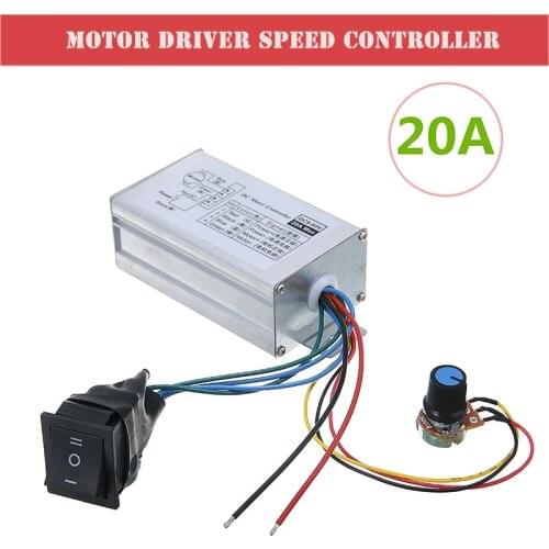 1Pcs DC 9-60V 12V 24V 36V 48V 60V 20A Motor Speed Controller Electric PWM Control Regulator with Reversible Switch