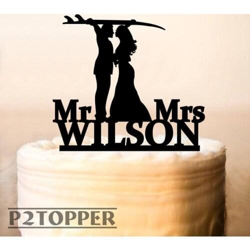 Surfing wedding cake topper,surfing cake topper,custom surfing wedding,Surf Couple Bride and Groom Beach,wedding cake topper