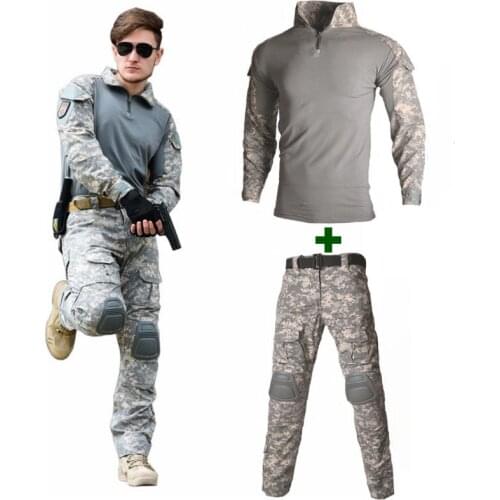 Tactical Suit Army Uniform Combat Shirt+Pants With Elbow Knee Pads Camo Set Airsoft Hunting Clothes Paintball Clothing