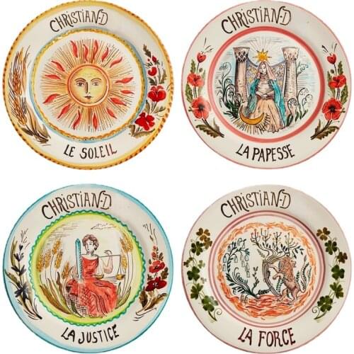 D Tarot Plate Bone China Dinner Set Nordic Kitchen Ceramic Dessert Charger Plates for Wedding Tableware Trays Decorative Mug Cup
