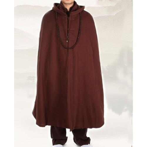 WARM meditation cloak velvet Buddhist religious Buddhism mantle Capes monks robes coat winter martial arts clothes brown
