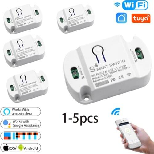 10A DIY WiFi Smart Light Switch Universal Breaker Timer Smart Life APP Wireless Remote Control Works with Alexa Google Home