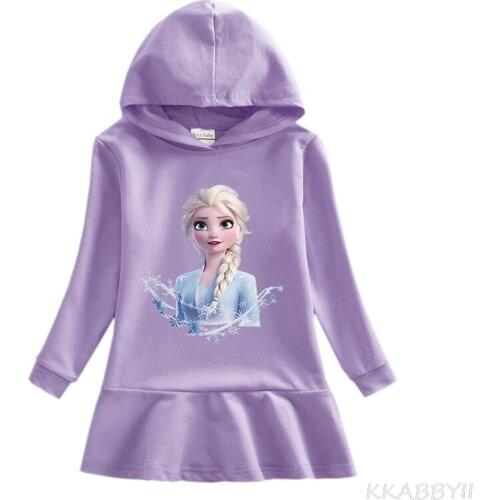 Spring And Autumn New Frozen Children Hooded Hoodie Dress Girl Elsa Little Princess Skirt