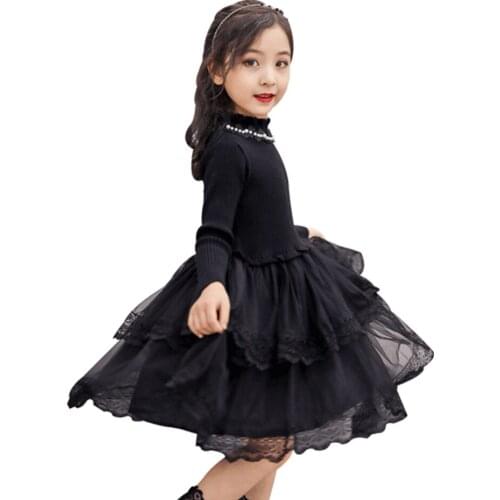 Girl Knitted Dresses Solid Sweater Dress For Girl Spring Autumn Children Dresses Casual Costumes For Girls