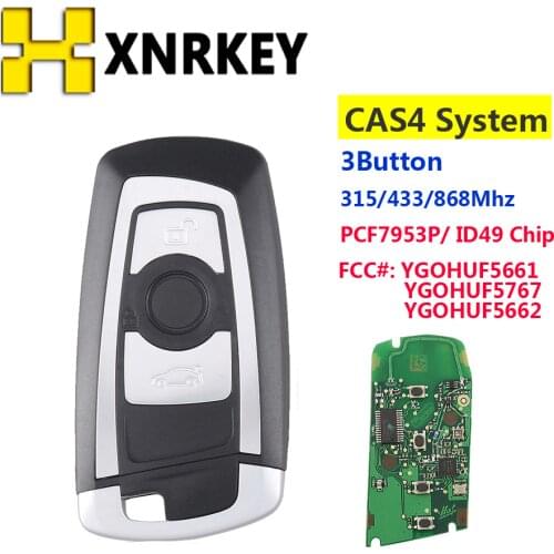 XNRKEY White Remote Key Fob 3Button 315/433/868Mhz PCF7953 For BMW F Chassis FEM / BDC CAS4 CAS4