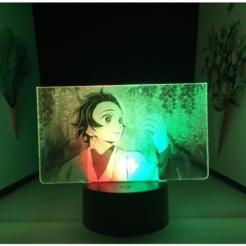 Kimetsu No Yaiba Tanjiro Colorful Anime Two Tone Lamp for Kid Birthday Gift Bedroom Decor Anime Demon Slayer Two Tone LED Light
