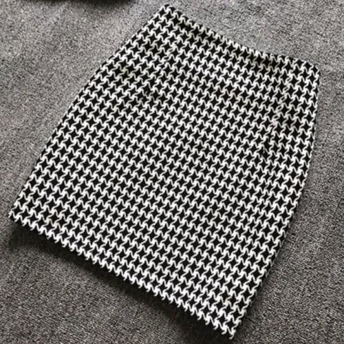New 2020 Spring Autumn Winter Women Skirt High Waist Mini Skirt Plus Size Sexy Short Skirt Houndstooth Woolen Skirts Women S373