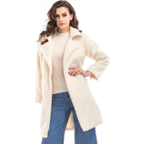 Easy Comfortable refined Stylish Womens Plush Medium Long Overcoat