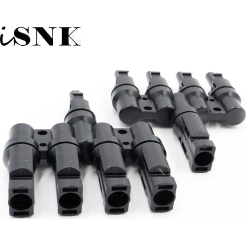 1Pair PV 4T Connector 1 to 4 in Branch parallel connection 30A 1000V Electrical Solar PV Photovoltaic Panel Cable Wire Conne