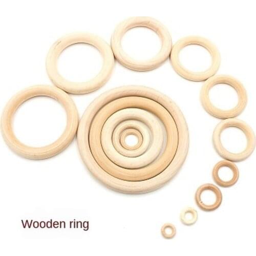 10pcs 12/20/30/40mm Wood Teether Rings Smooth Surface Natural Wooden Rodent Baby Teething Rings Toy DIY Making Baby Teether Toy