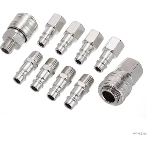 10pc/set Quick Couplings BSP Air Line Fitting 1/4"Air Line Fitting Hose Compressor Fitting Connector for Pneumatic Tool Dropship