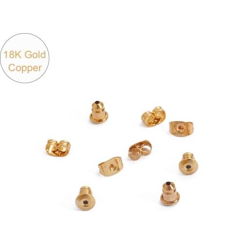 18K Gold 10Pcs 4mm 5mm Butterfly Earrings Back Metal Stopper Studs Ear Plugging For Diy Earring Jewelry Findings Accessories