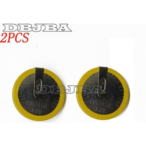2PCS/LOT LIR2450 horizontal welding foot battery 3.6V rechargeable coin cell battery charging 2450