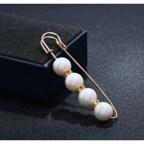 2pcs new Women scarf stick pin Hijab pins pearl shiny decorate swearter pearl safety pin Brooch Pins