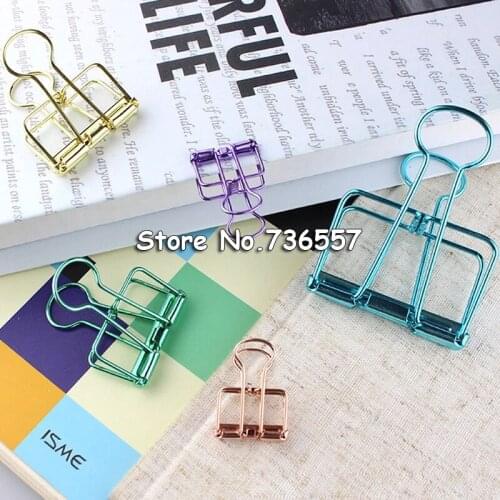 3 Sizes Ins Colors Gold Sliver Rose Green Purple Binder Clips Large Medium Small Office Study Binder Clips