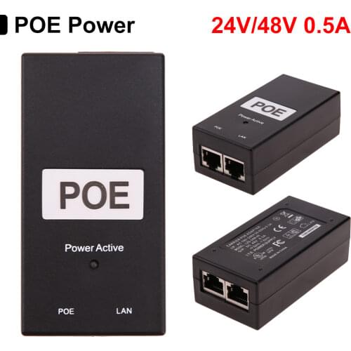 24V/48V 0.5A Desktop POE Power Injector Ethernet Adapter Surveillance CCTV for IP Camera Power Supply