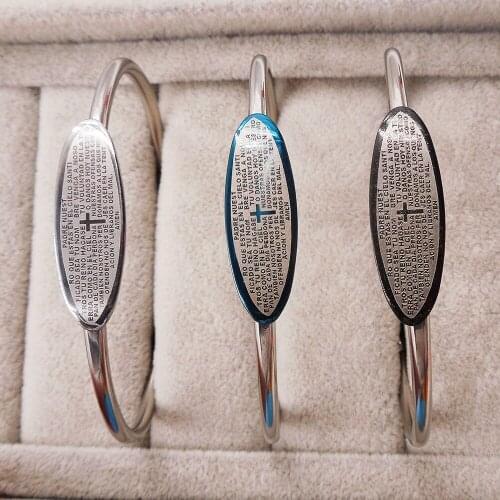 2018 Silver Plated Personality 316L Stainless Steel Bracelet Prayer Godliness Cuff Hand handlet Wedding For Women EV283