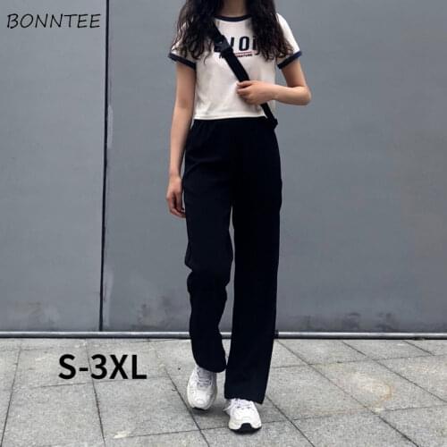 Pants Women Minimalist Oversize Hot Sale Basic Students Baggy Elastic Waist Leisure Trousers Female Spring Popular Harajuku New