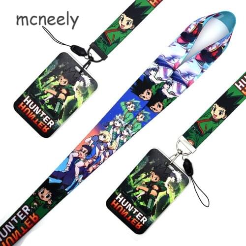 Anime Card Case ID Credit Bank Card Holder Students Bus Card Case Lanyard Visit Door Identity Badge Cards Cover Keychain