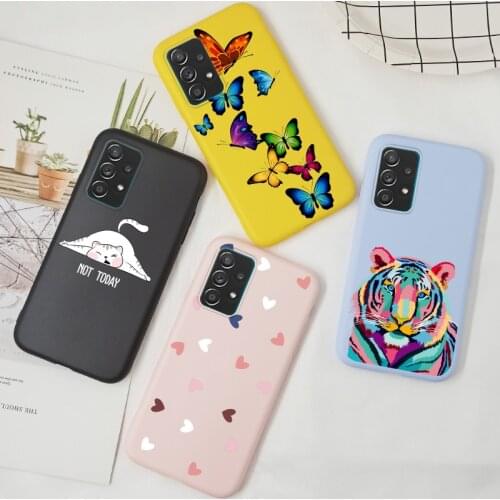 Cartoon Funda For Samsung Galaxy A52 A72 Case 5G 4G Cover TPU Candy Matte For Samsung A72 2021 Case A 72 52 Purple Pink Yellow