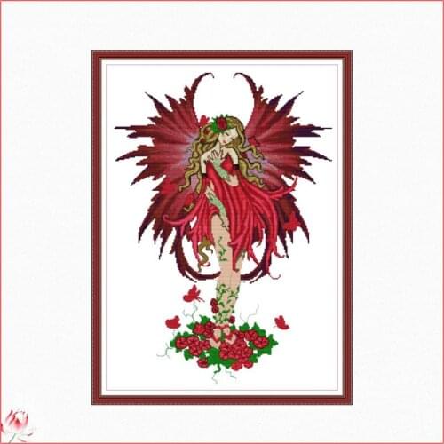 Flower Fairy Cross Stitch Kits Character Patterns Printed Canvas Embroidery Needlework Sets 11CT 14CT Diy Crafts Home Decor