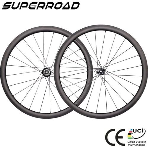 Cheap 25mm Wide 38mm Deep 700C Taiwan Powerway Full Carbon Wheels Clincher Disc Brake Wheelset
