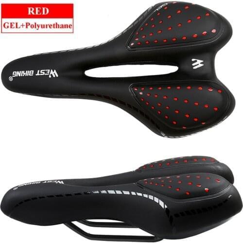 Bicycle Saddle Breathable PU Leather Hollow Cushion Comfortable Road MTB Bike Saddle GEL + Polyurethane Shockproof