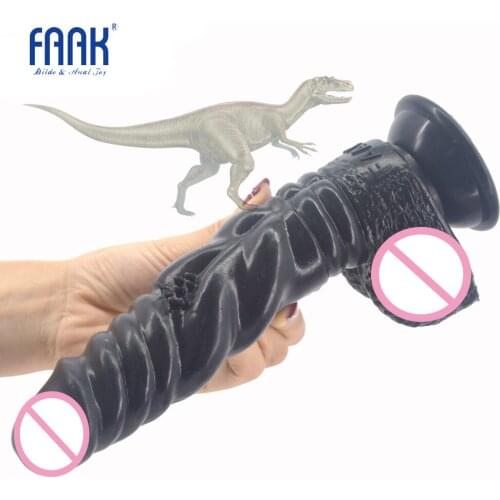 FAAK 2018 Animal Dinosaur Dildo Realistic Soft Silicone Penis Suction Vagina Stimulate Anus Massage Anal Dildo Women Sex Toys
