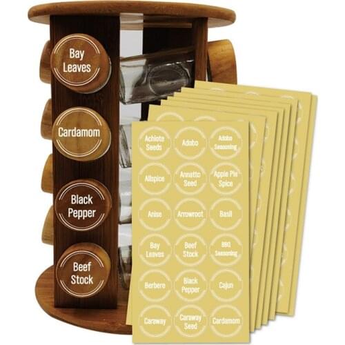 144pcs/8 Sheets Round Creative Transparent Waterproof Spice Stickers Labels 1.5inch for Kitchen Jars Bottles Pantry Container