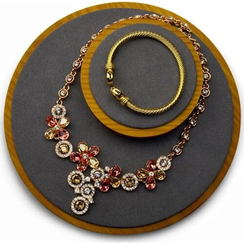 Round Solid Wood Organizer Tray Storage Rack Holder Bangle Tray