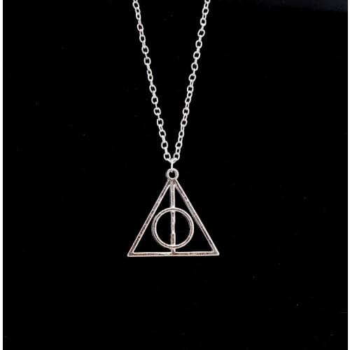 Hot Sale 4cm Harri Deathly Hallows RotatePotter Necklace Pendant Triangle Decoration Animation Action Figure Toys For Girls