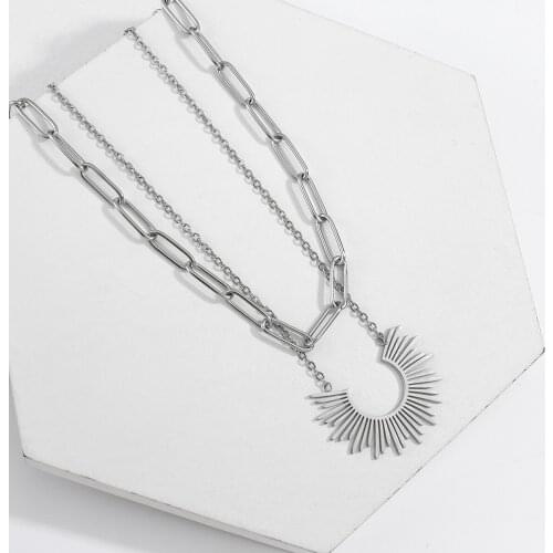 Lifefontier Punk Geometric Irregular Pendant Choker Necklaces for Women Gold Plated Stainless Steel Chain Necklace Jewelry Gifts