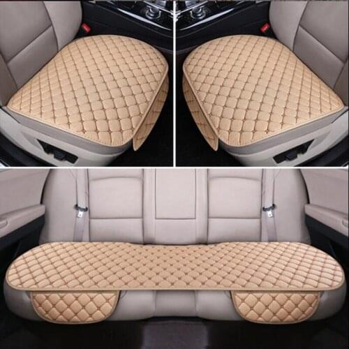 Flax Car Seat Cover Cushion Universal Front Rear Back Seat Cover Car Chair Breathable Protector Mat Pad With Pocket