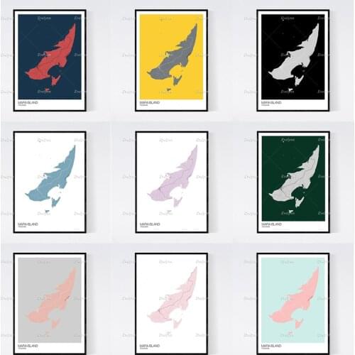 Mafia Island, Tanzania Map Nordic Retro Minimalism Painting Poster and Print on Canvas Wall Art Modular Picture Home Decoration