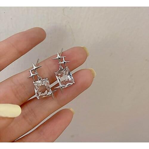 Fashion Stars Transparent Square Stud Earrings For Women Etrendy New Jewelry bijoux