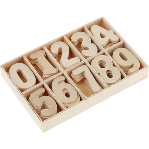 Pack of 60 Wooden Numbers - Wooden Craft Numbers with Storage Tray -, Wedding Party Home Decorations
