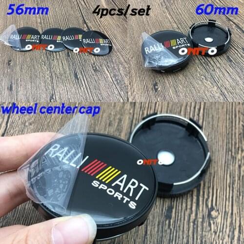 Best price 4PC 2.2inch Ralli Art logo Sticker 60MM Car Styling Wheel Center Cap Hubcap Rim Covers Accessorie For mitsubishi