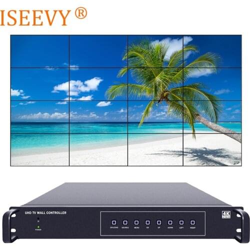 ISEEVY 4K Video Wall Controller 4x4 3x5 5x3 TV Wall Controller support 3840*2160@60 HDMI DP Multiple Inputs for 16 TV Splicing