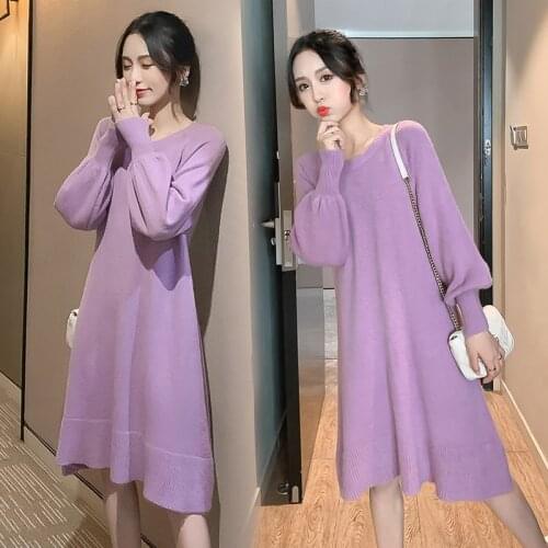 2021 New Fashion Maternity Dress Loose Spring Autumn Winter Skirt Pregnancy Clothes For Knit Pregnant Women Sweater 5 Colors