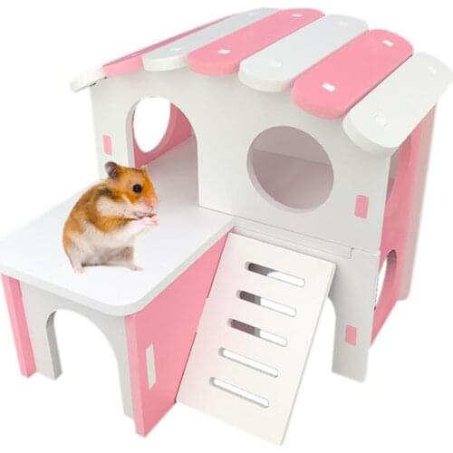 Plastic DIY Double Layer Hamster House Small Animal Hamster Chinchillas Squirrel Guinea Cages Hideout Toy Pet Squirrel Accessory