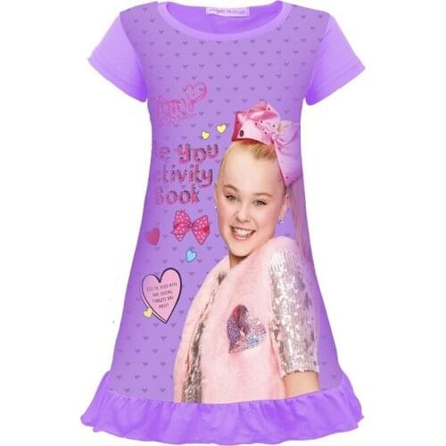 Love print jojo dress for Girls Dress Kids Clothes sleepwear princess Fashion party Cute Purple and red nightgown costumes
