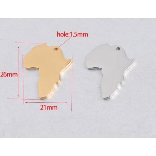 Pendant for diy handmade 5pcs 21*26mm Mirror Jewelry Making Accessories Finish Africa Map Charm Gold/steel Color Stainless Steel