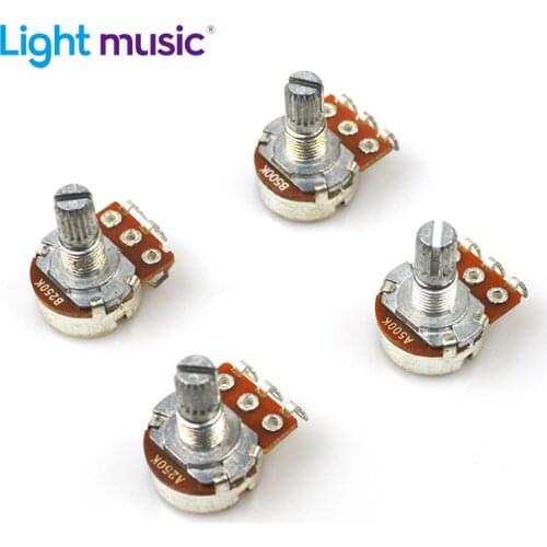 2pcs A500K B500K A250K B250K Potentiometer Splined Small Pot Electric Guitar Bass Effect Amp Tone Volume 15mm Shaft Parts