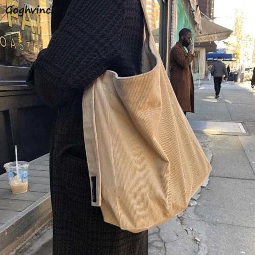Casual Shopping Bag for Women 2021 Autumn Vintage Corduroy Large Capacity Simple Totes Bag All-match Korean Fashion Chic Handbag
