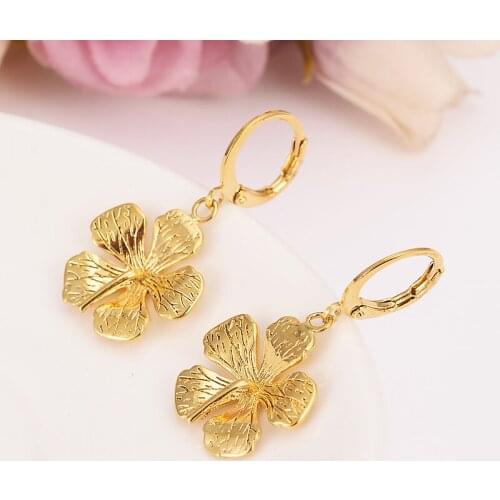 Earrings For Women Fashion Jewelry Gold Color african Arab Earrings Body Jewelry Flower Pendant as women girls kids Gift