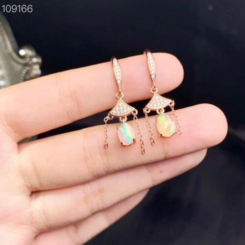 The Best Gift For your mother Natural Real OPal Earrings S925 Sterling Silver Fine Elegant Jewelry for Women Wedding Earring
