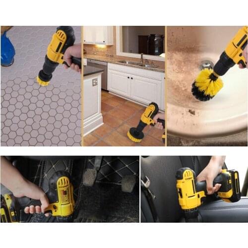 3Pcs/Set Electric Scrubber Brush for Bathroom Drill Scrubber Brush Cleaning Cordless Drill Household Accessorie Items 2/3.5/4