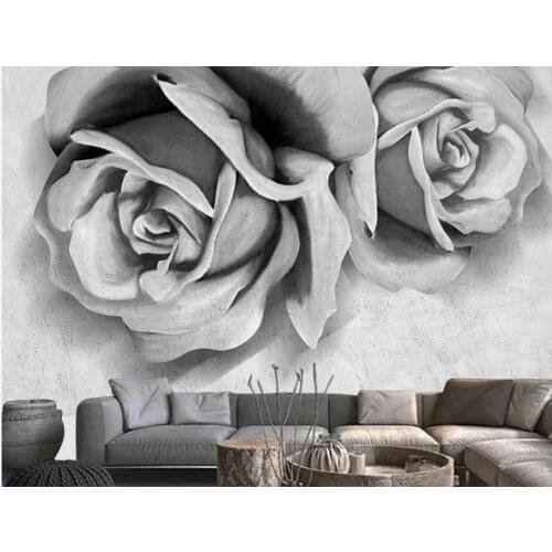 Modern simple three-dimensional flower rose wallpapers background wall 3d landscape wallpaper