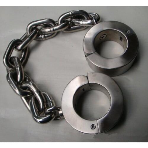 Super heavy bondage restraints shackle bdsm fetish wear anklet cuffs stainless steel sex slave adult games sex products