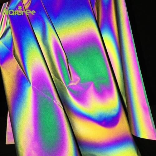50cm*140cm Reflective Fabric Cloth Material Sewing Bright Retro Reflective Magic Gradient Color DIY Fabric